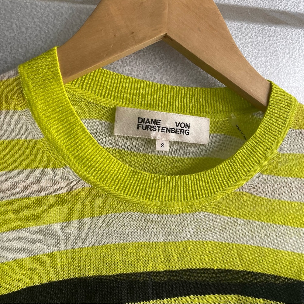 Diane Von Furstenberg linen mutli colored striped sweater - Picture 3 of 5